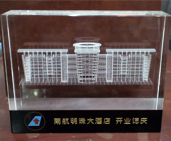 3D Laser Engraving Crystal Building Model 