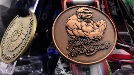 Manufacture Custom Award Running Marathon Glitter Enamel Metal Sport Medals with Sublimation Dye Printed Ribbon Lanyard Medal Hanger 